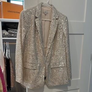 LOFT Silver Blazer with Classic Lapel Design